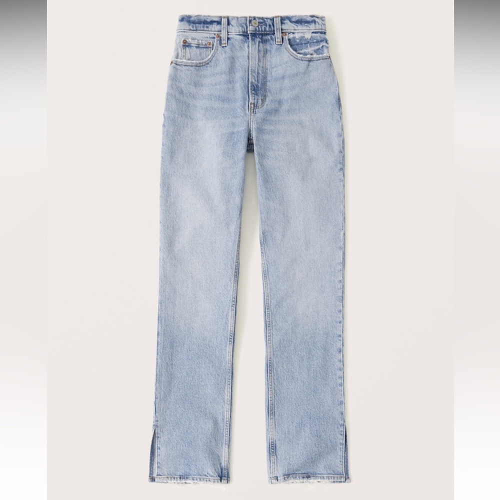 Abercrombie and Fitch 90s Straight Ultra High Rise Split Hem Jeans